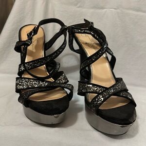 Black Silver Glitter Jessica Simpson Platform